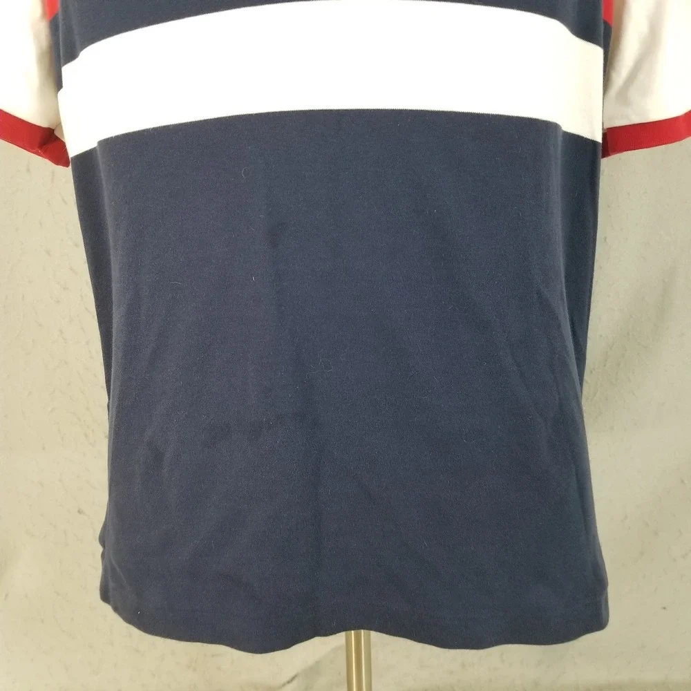 Polo Ralph Lauren Polo Men L White Red Navy Colorblock Stripe Short Sleeve Shirt